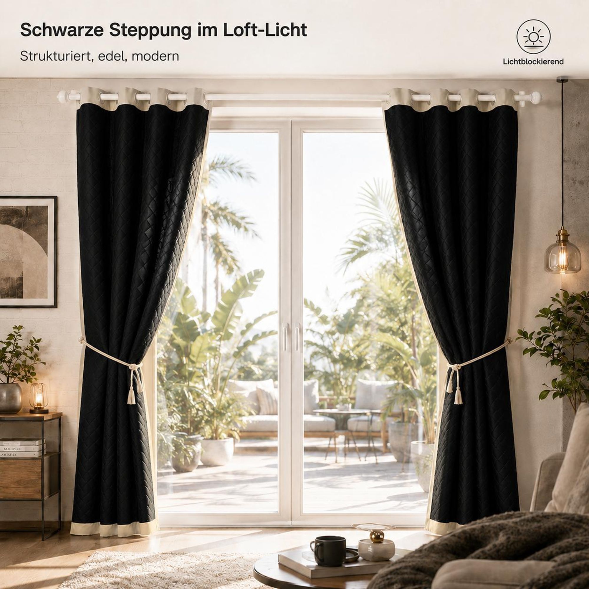 1x Outdoor Thermovorhang gegen Kälte und Hitze – Türvorhang, wasserdicht, Verdunkelungsvorhang mit Ösen für Garten Terrasse, Fenstervorhang, 132x274cm
