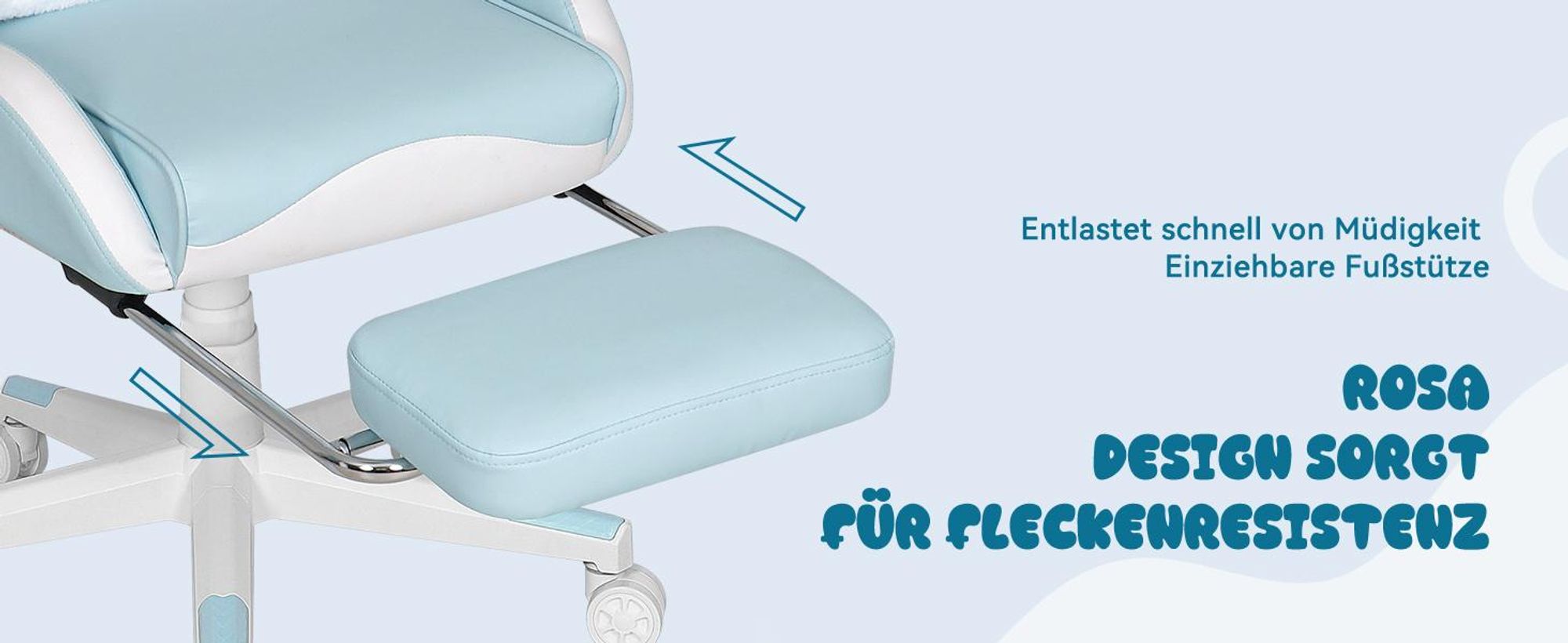 Puluomis Gaming Stuhl mit Fußstütze, Bürostuhl Chefsessel Schreibtischstuhl Racing Stuhl ergonomisch drehbar höhenverstellbar Katze Weiß Blau