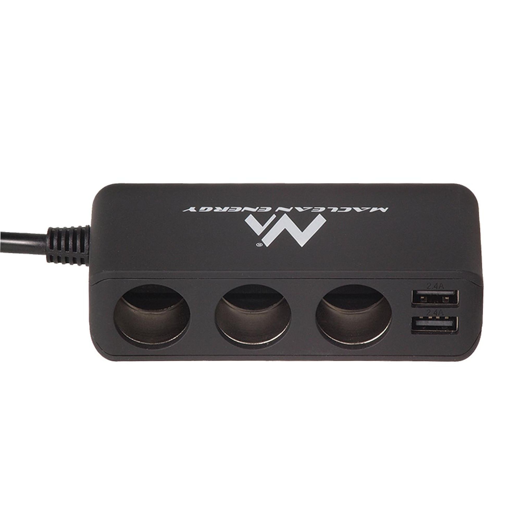 Maclean Auto-Zigarettenanzünder-Steckdosen-Verteiler Voltmeter 3 Zigarettenanzünder-Steckdosen 4xUSB 4,8A max 120W schwarz gummiert MCE117