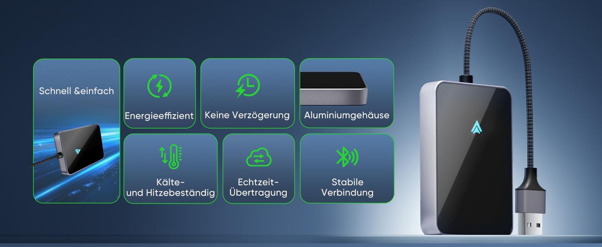 Salcar Wireless CarPlay Adapter für Android – Dualband 5.8 GHz, ohne Verzögerung