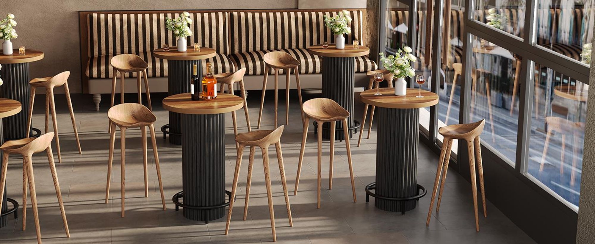 Tribesigns Runder Bartisch, 100 cm hoch, Bistrotisch aus Holz mit Metallfußstütze, Kleiner Stehtisch für Essbereich, Café, Wohnung, Balkon (nur Tisch)