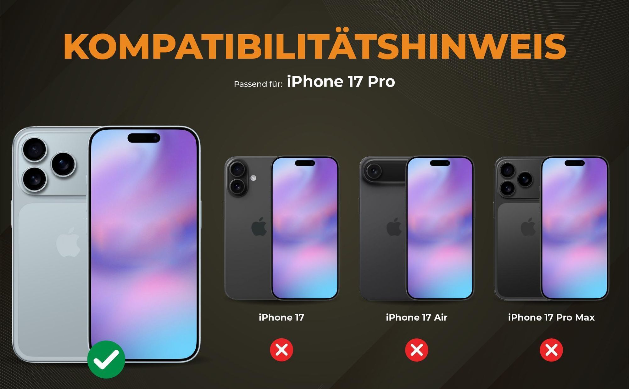 Kompatibilitätshinweise Hülle für Apple iPhone 17 Pro