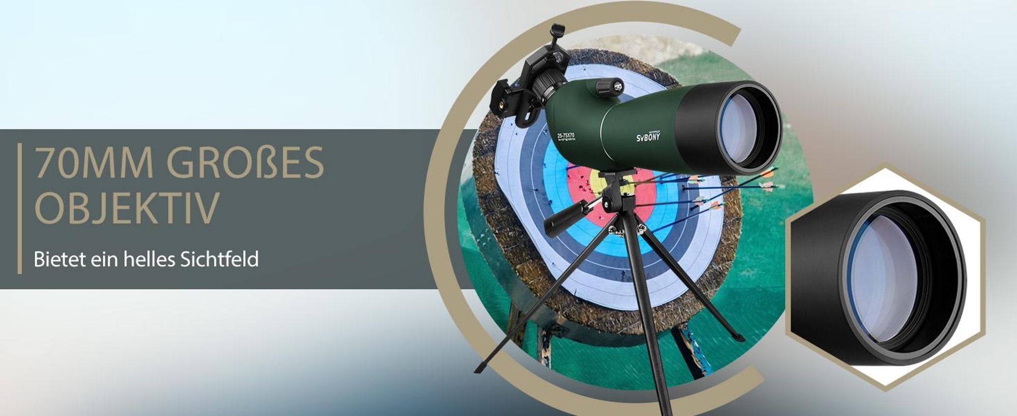 Svbony SV28 Spektiv 25-75x70 Abgewinkeltes Okular Wasserdicht BAK4 Prisma Monokular mit Stativ Handy Adapter Tragetasche Spektive für Sportschützen Vogelbeobachtung