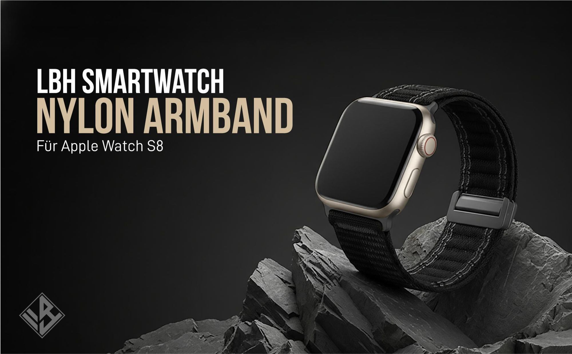 Schwarzes Armband für Apple Watch Series 8 45mm mit Magnetverschluss