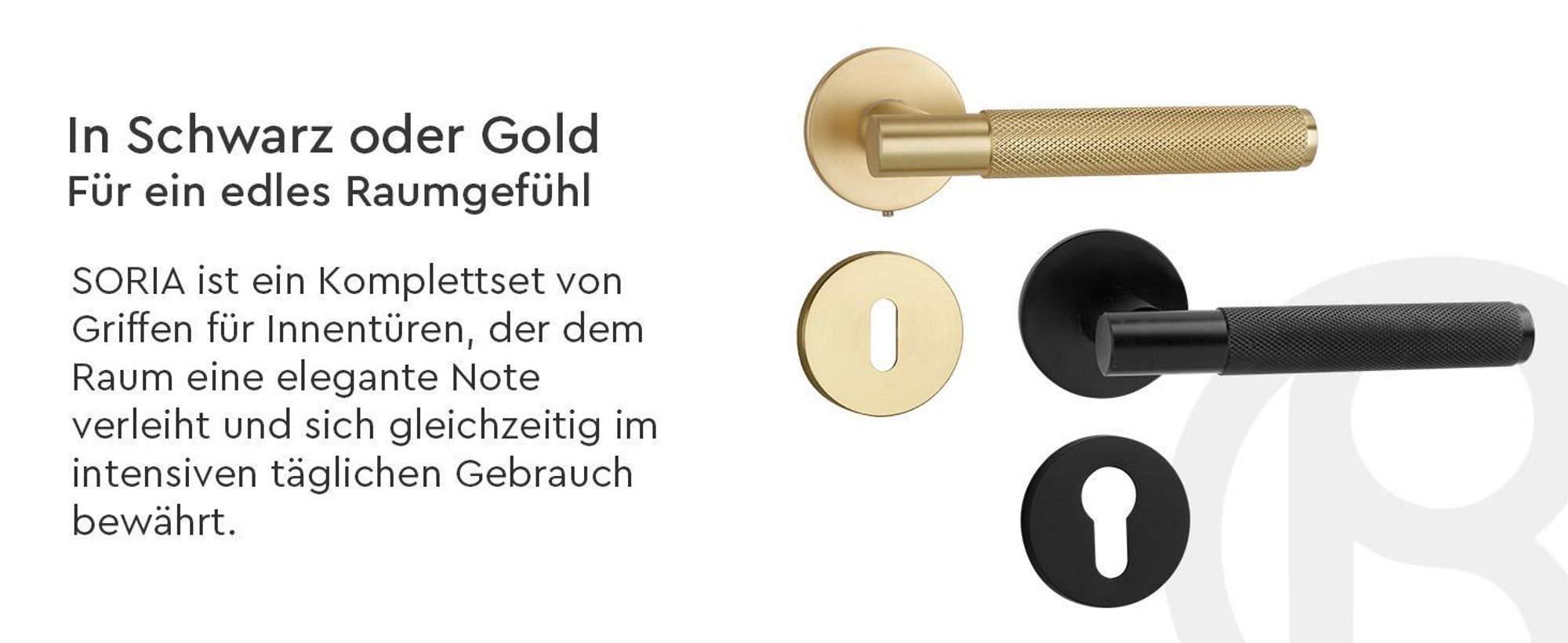 QRS - SORIA Türgriff für Zimmertüren, Türklinken Griff Set, mit Rosette PZ, Schwarz - Türbeschlag, Türdrückergarnitur für Innentür