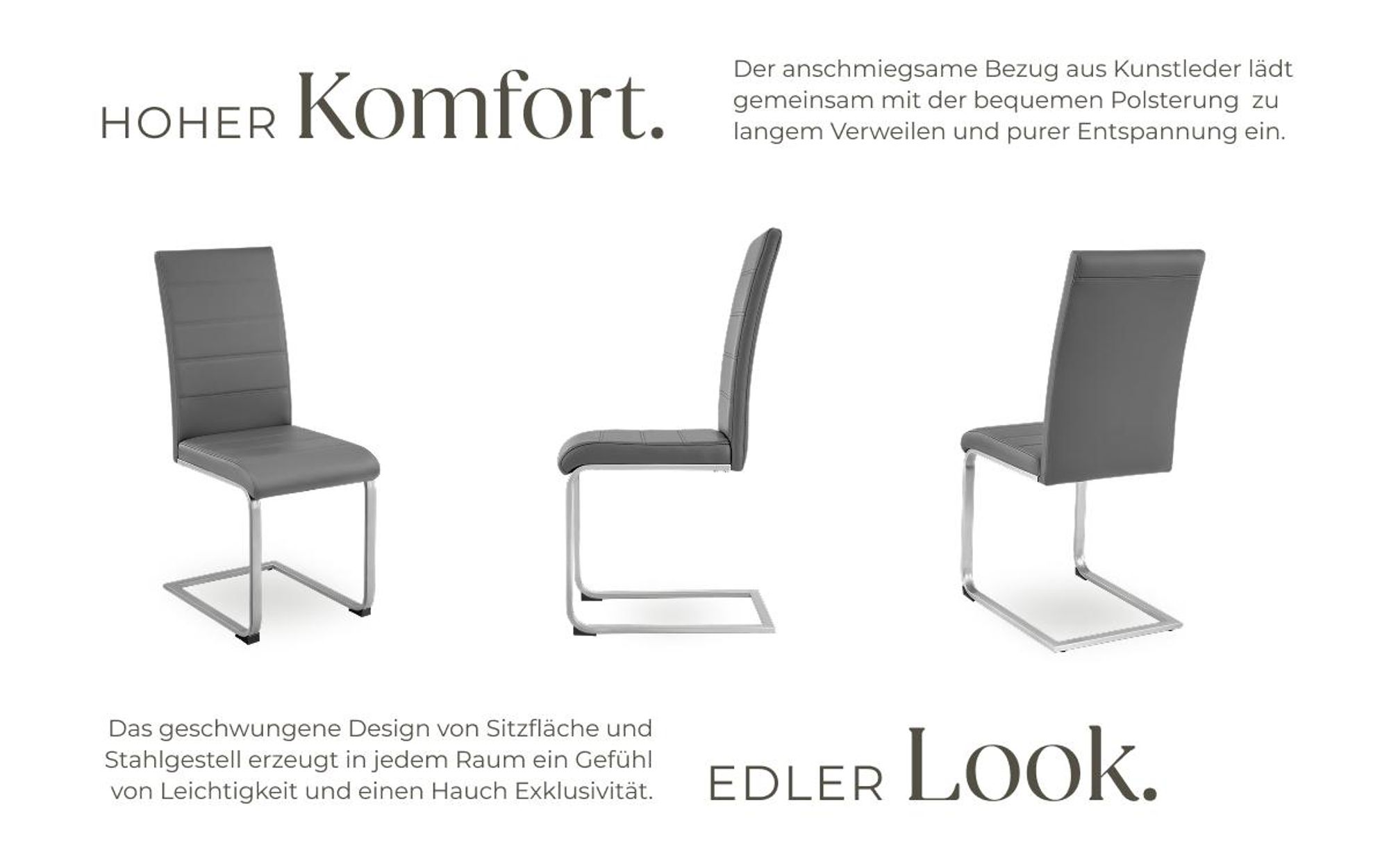 tectake® Set Schwingstuhl Bettina gepolstert mit Kunstlederbezug 41 x 52 x 99 cm