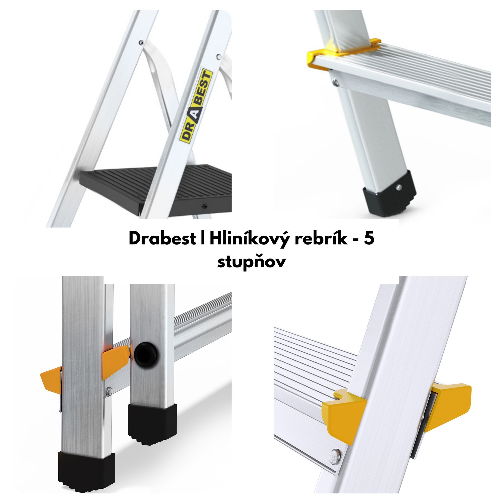 Drabest, hliníkový rebrík, skladací rebrík, skladacie schodíky, rebrík, rebríky, schodíky