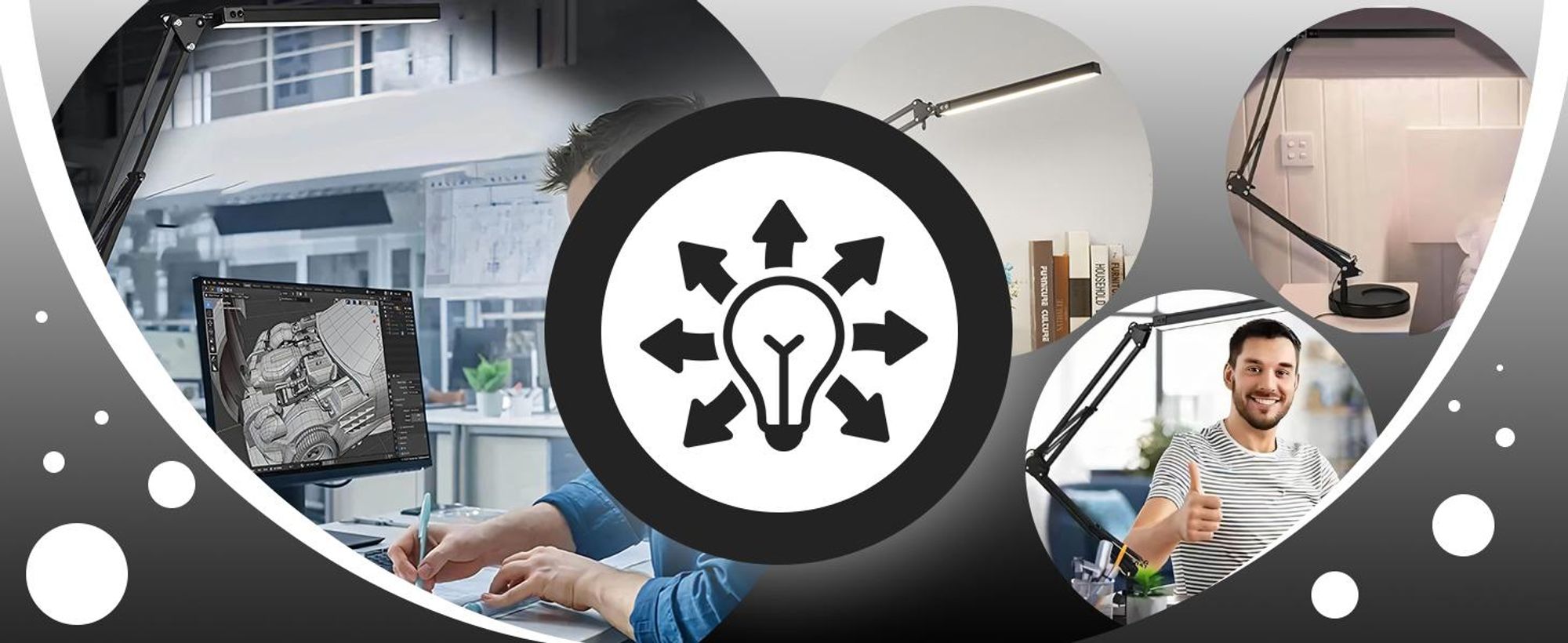 LED Schreibtischlampe Dimmbar mit 3200K-6500K Farbtemperaturen für Augenschutz, Tischlampe, Leselampe, für Büro, Lernen, Arbeit, Geschenk Retoo