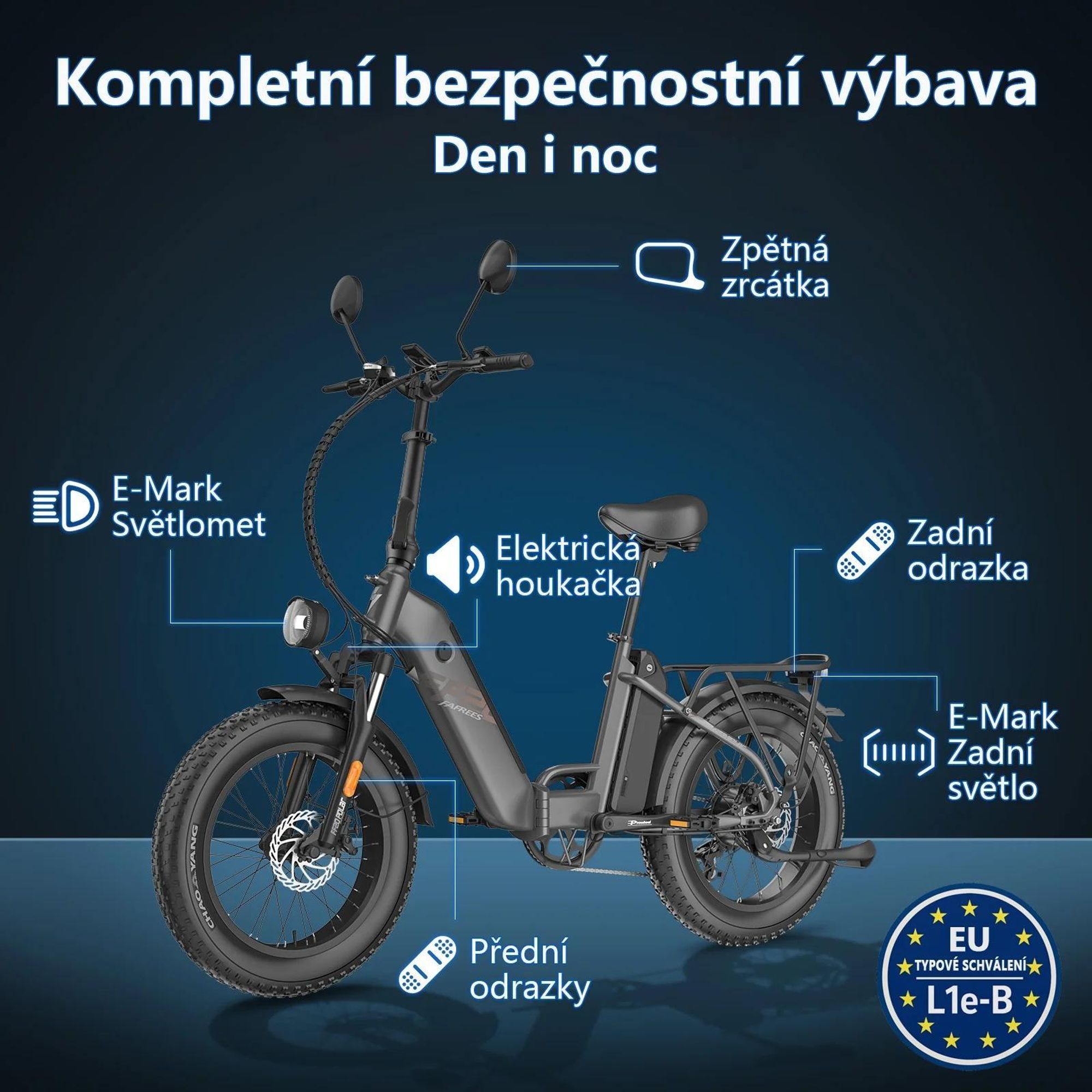 Elektrokolo FAFREES FF20 Polar - Baterie 48V12*2AH 20" Hydraulická Kotoučová Brzda - Šedomodrá
