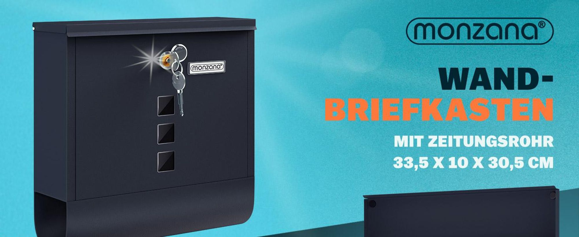MONZANA® Briefkasten Kreuzschloss mit Kupfer-Schließzylinder drehbare Abdeckung 31x10x34 cm Sichtfenster Namensschild Zeitungsfach einfache Montage legierter Stahl 2 Schlüssel Postkasten Anthrazit