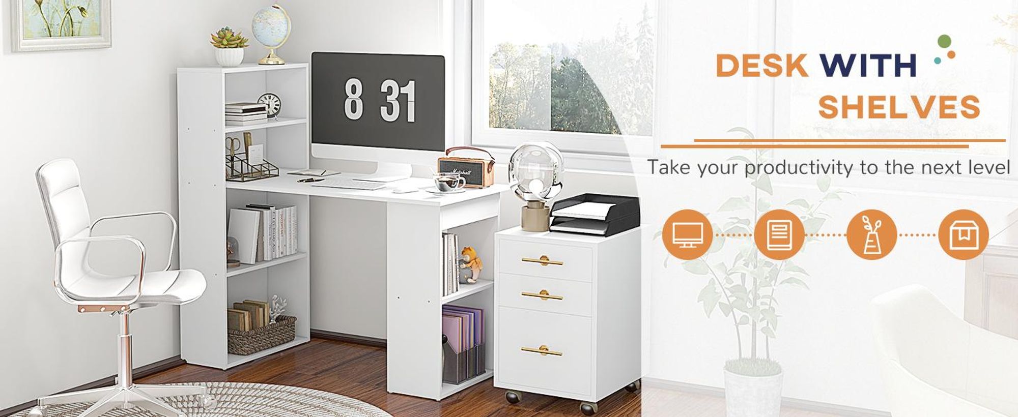 HOMCOM – biurko, stół do jadalni z półką, stół komputerowy, stół roboczy, stolik pod laptopa