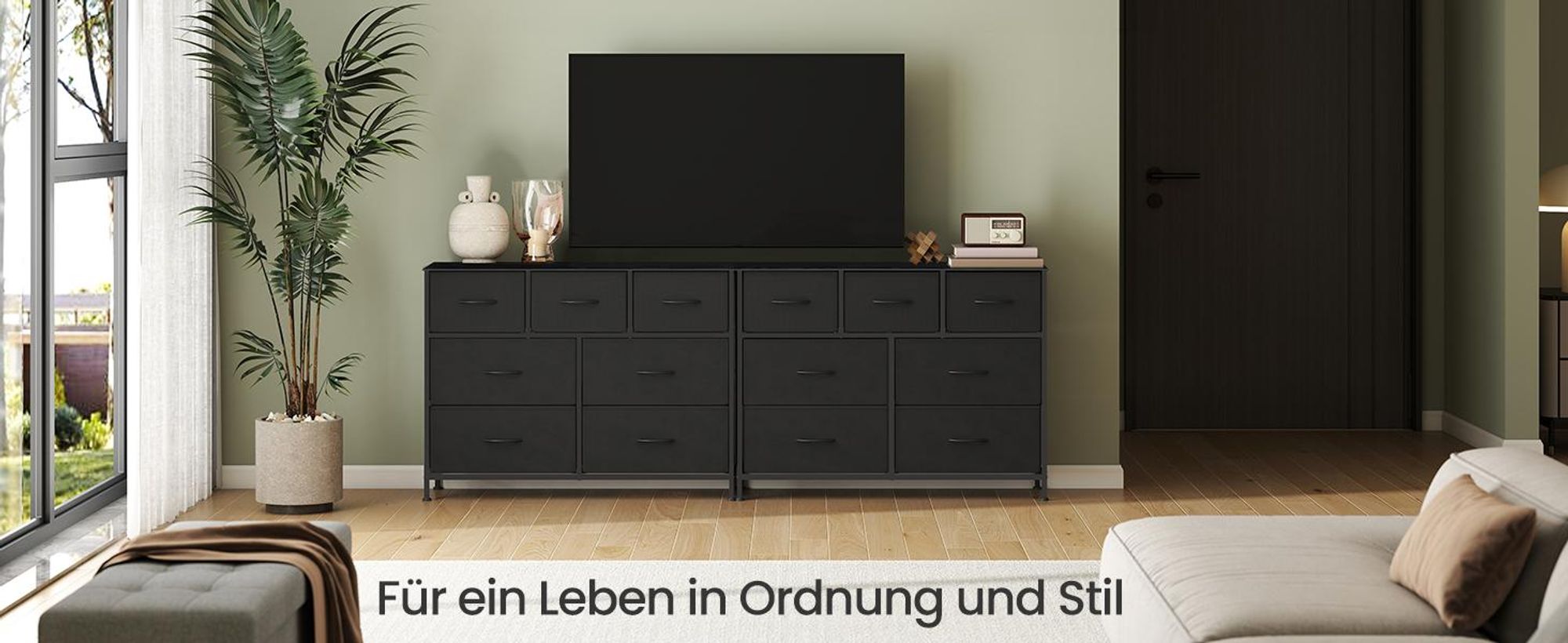 SONGMICS Kommode, Schrank, 7 Stoffschubladen, Aufbewahrungsschrank, Stahl