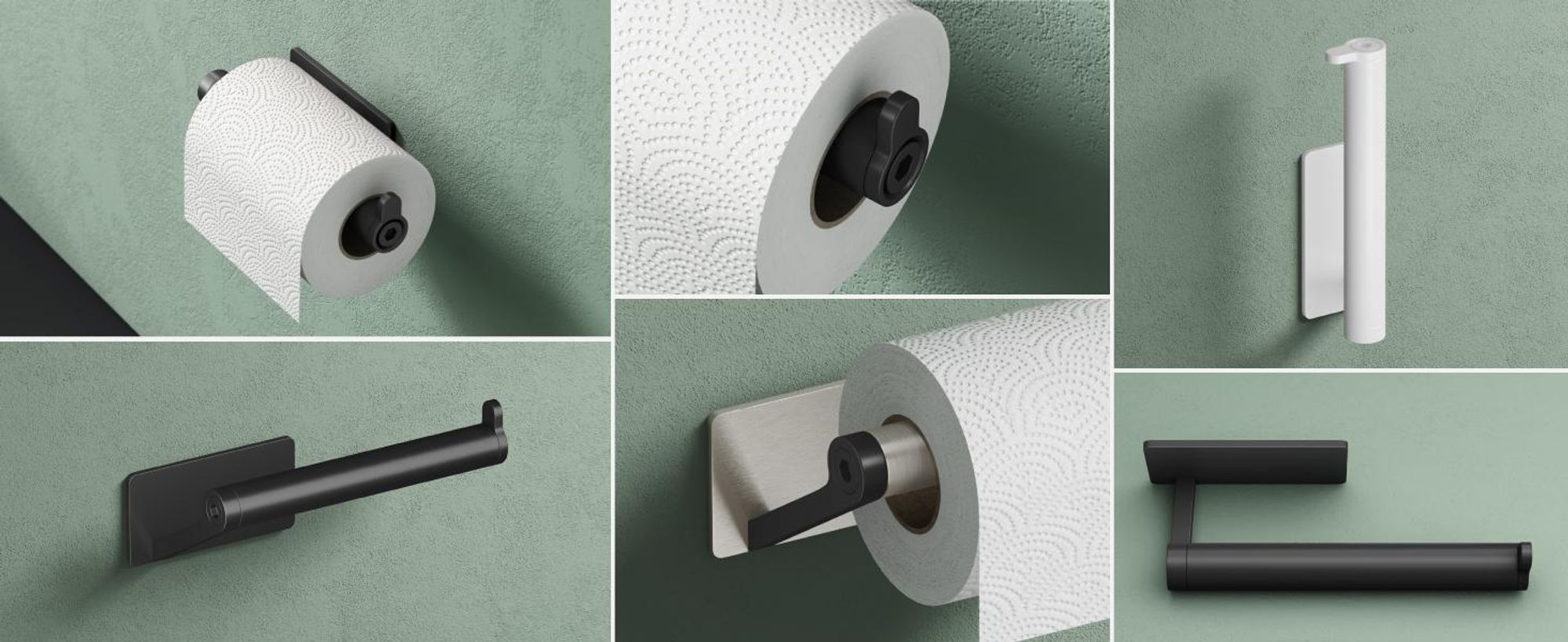 Mai & Mai Toilettenpapierhalter ohne Bohren, Klopapierhalter WC aus Edelstahl, Toilettenpapier Halterung Rollenhalter Matt schwarz Lino-02