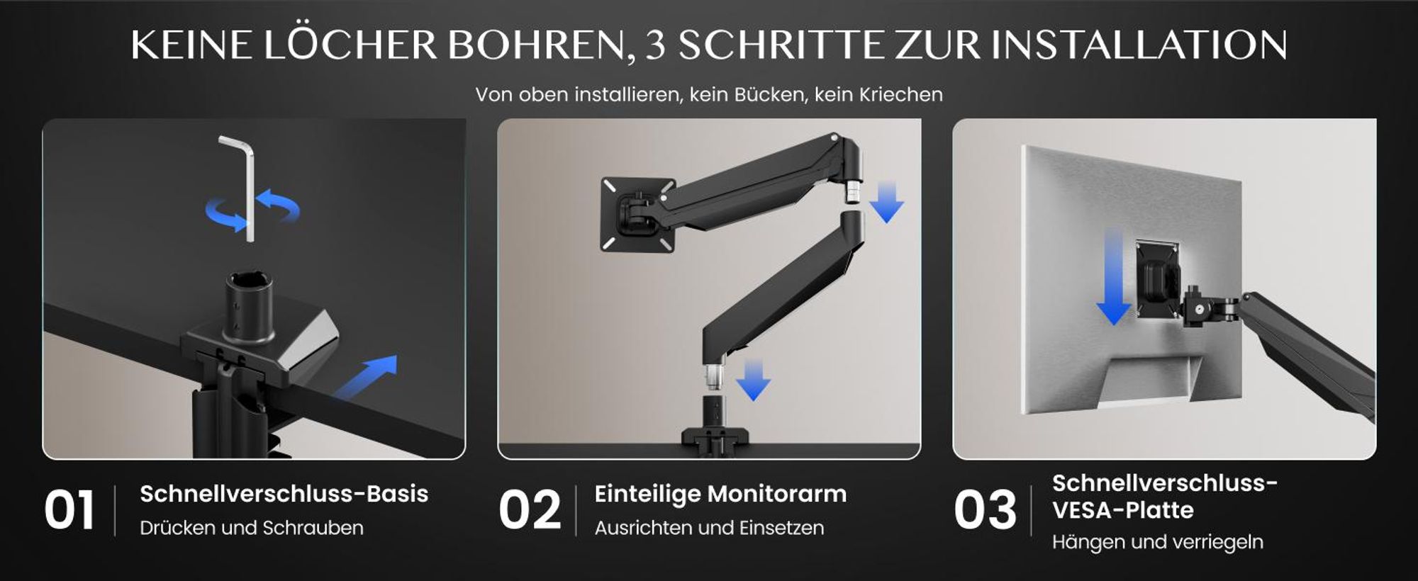 FLEXISPOT MA5 Dual Monitorhalterung 17–32 Zoll für 2 Monitore, 3–9 kg pro Arm, 360° drehbar & -90° bis +15° neigbar, 3-Schritt-Montage