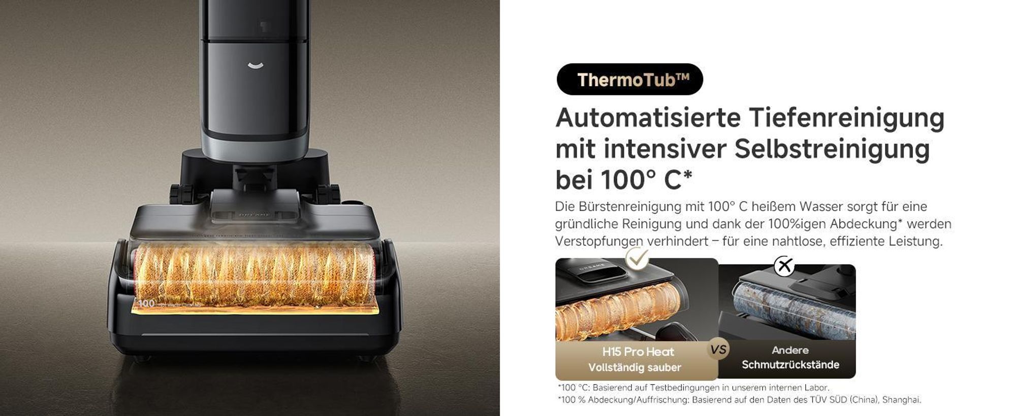 Winterdesign-Dreame H15 Pro Heat Nass-und Trockensauger,85 °Cheißes Wasser,90°C Trocknung,100℃ Reinigungsbürste,2in1 Akku-Staubsauger,22kPa,0-Tangle