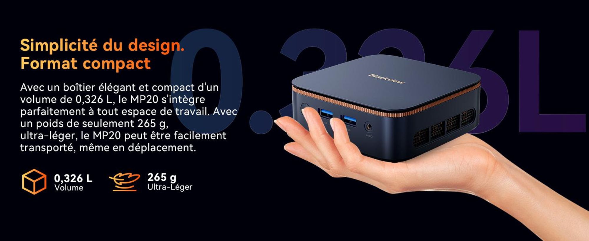 Blackview MP20 Intel Twin Lake N150 DesktopPC, Win11Pro 3,6 GHz, 16GB RAM 512GB SSD M.2 Mini ordinateur, 4K Dual Display,WiFi 6, pour la maison Bureau
