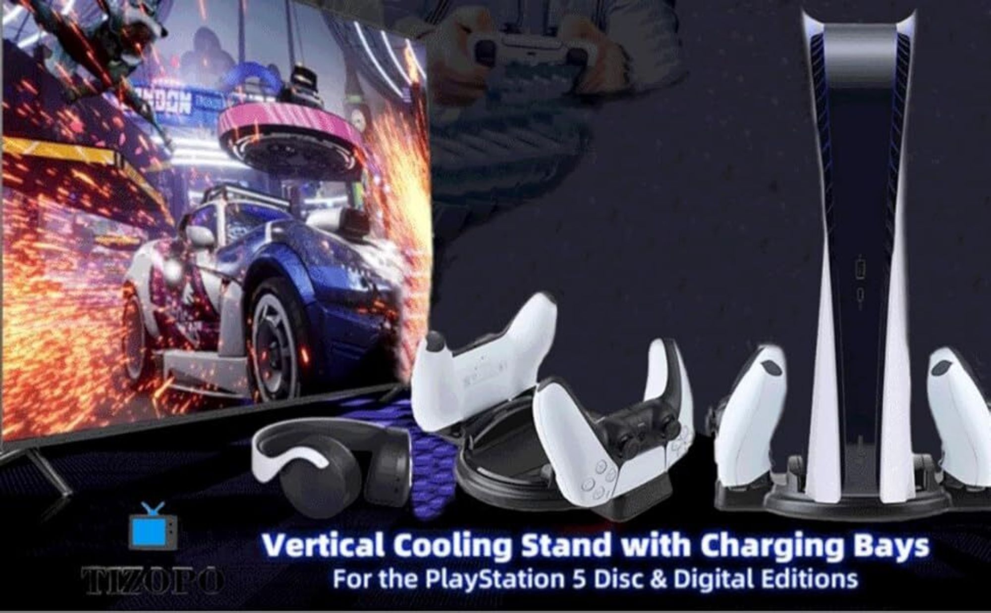 PS5 Standfuß Ständer, Dualsense Controller Ladeständer PS5 Controller Ladestation für PS5