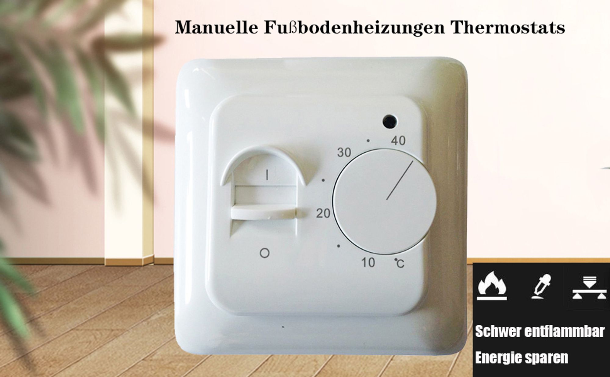 Manuell Raumthermostat Fußbodenheizung Elektrisch Regler mit Fühler 230V 16A, Elektrische Fusbodenheizungsregler Unterputz 220V