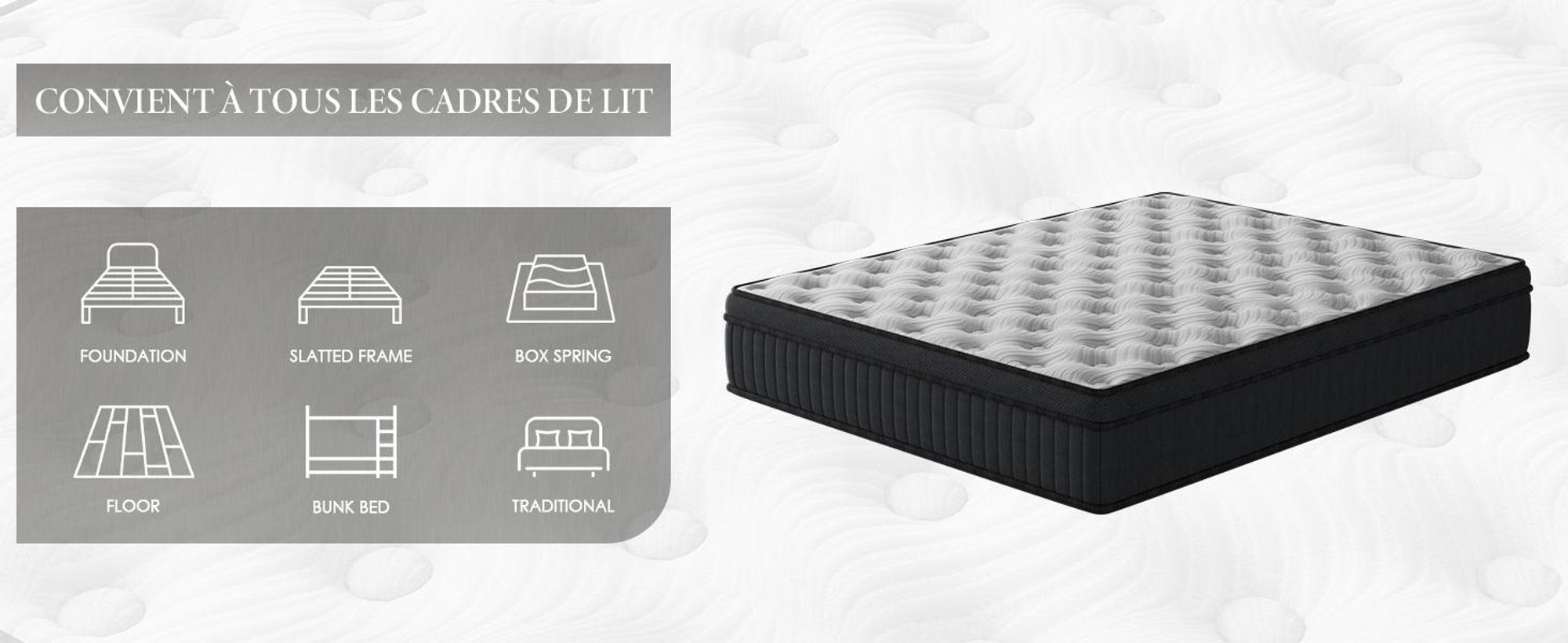 DEWINNER Matelas Hybride 160x200x25 cm, Mousse à Mémoire de Forme et Ressorts Ensachés Indépendants, Isolation des Mouvements, 7 Zones de Confort
