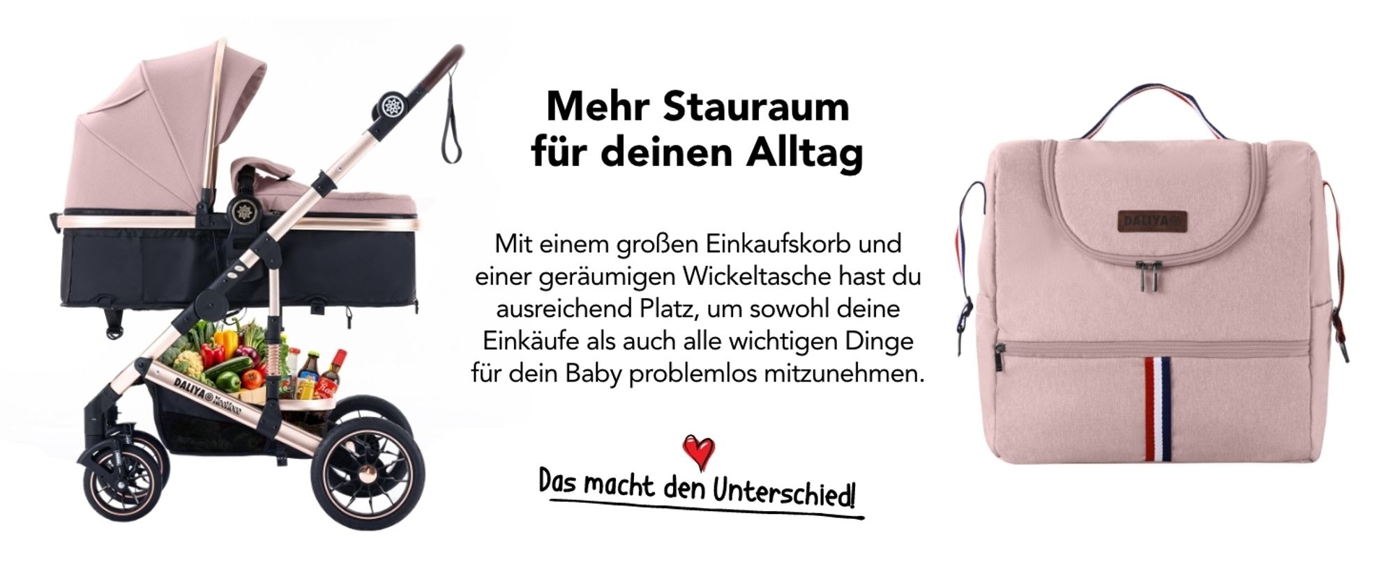 Daliya® NEOMOVE 3in1 Kinderwagen, mit i-Size Babyschale & Buggy, Alu-Rahmen Reisekinderwagen, Kombikinderwagen mit großen Einkaufskorb, komfortabel