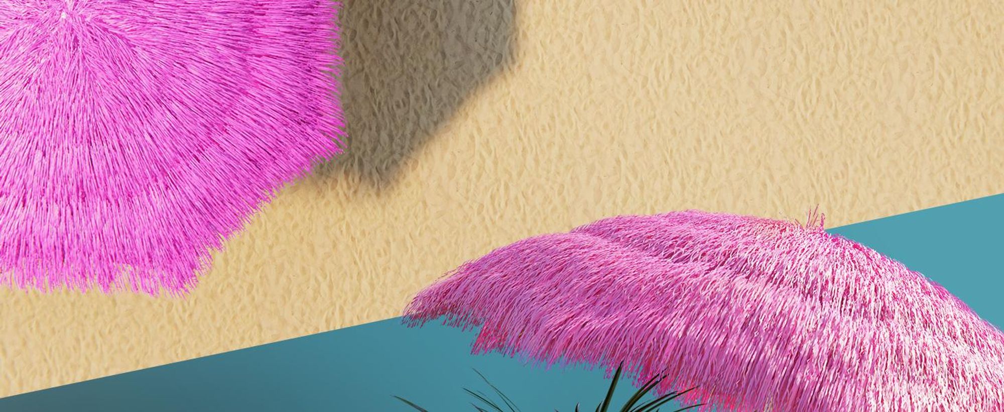 KINGSLEEVE® Sonnenschirm Hawaii Ø160cm Neigbar Höhenverstellbar UV Schutz 30+ Groß Rund Balkon Strand Strohschirm Strandschirm Bast Hawaiischirm Pink