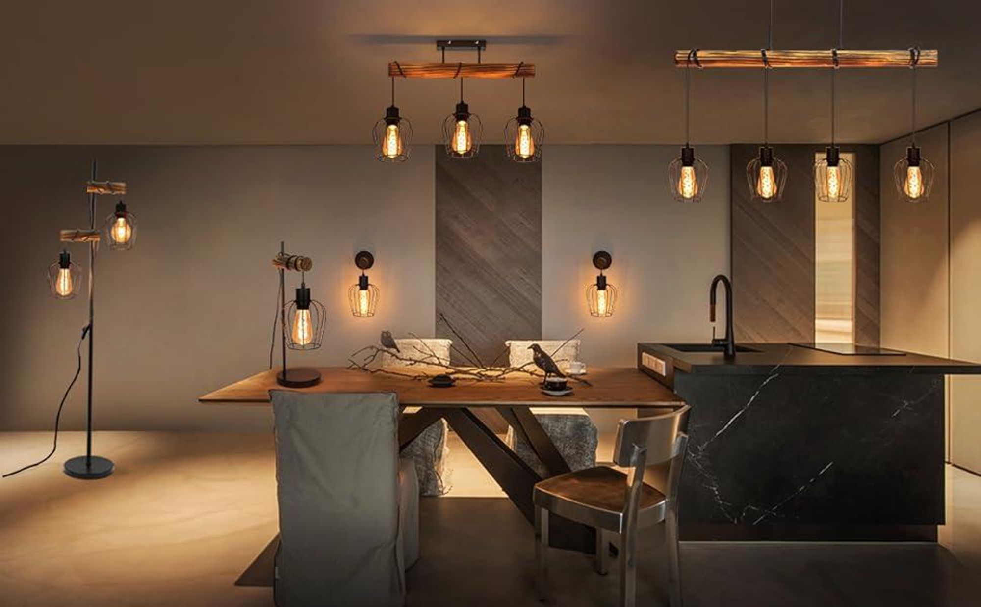 Toolight Lampada da Parete Industriale Vintage, Applique da Parete 360° Girevole in Legno, Lampada a