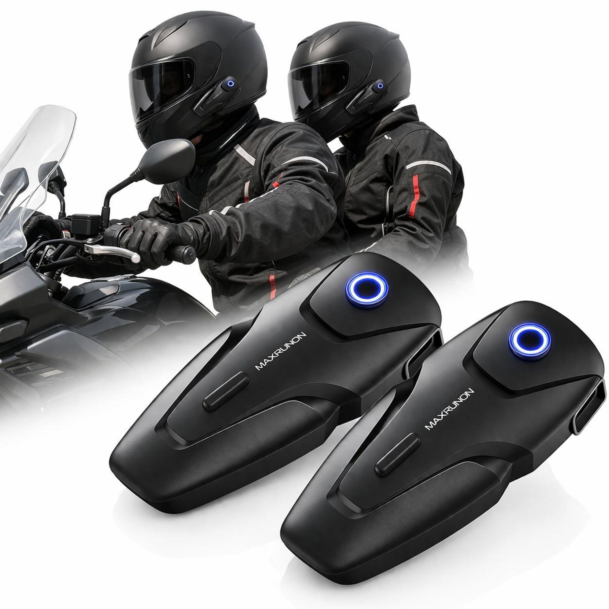 Motocyklové interkomy X2 pro řidiče a spolujezdce s ANC, FM rádiem, IPX5 a baterií až 24 h
