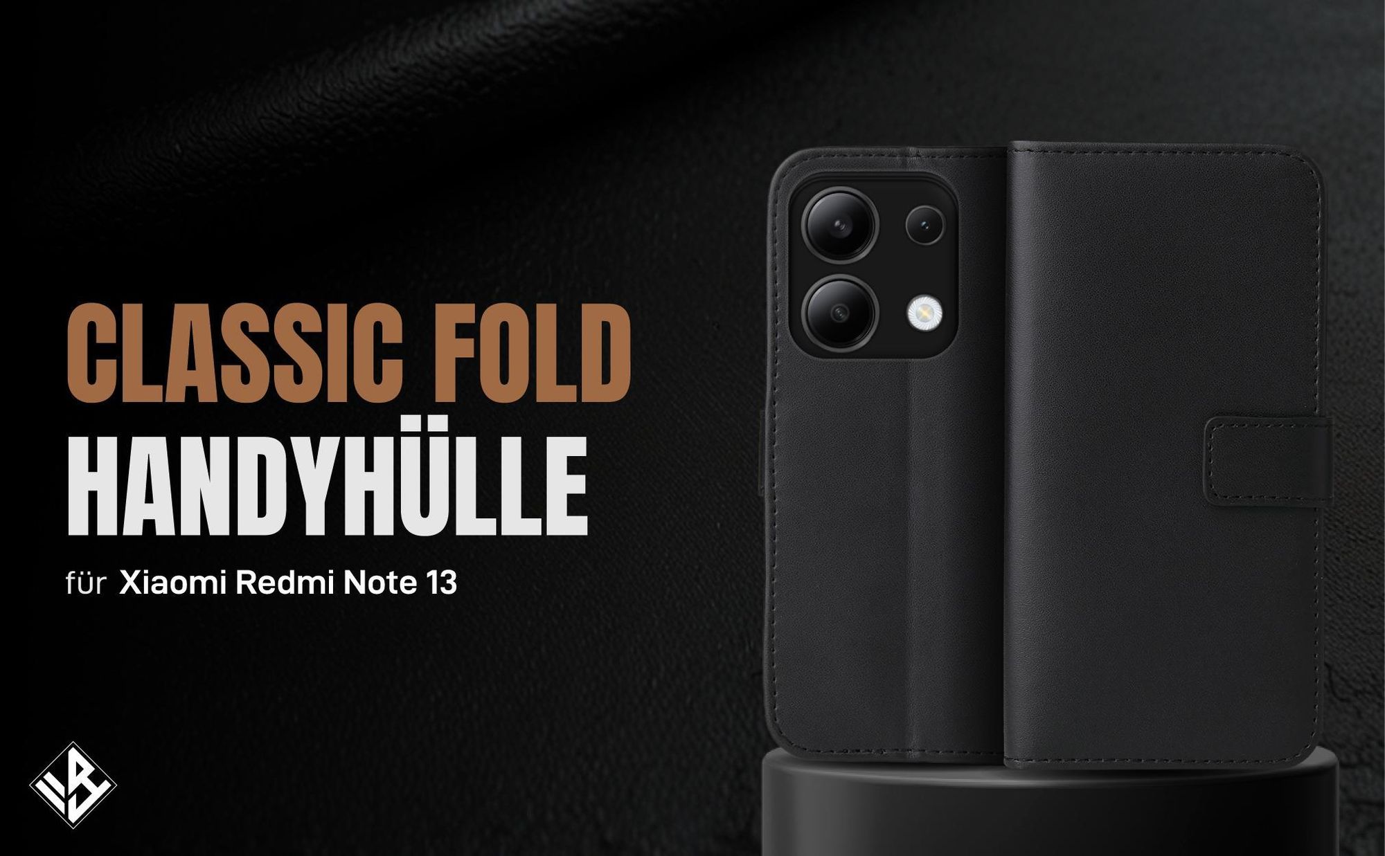 Schwarze Klapphülle für Xiaomi Redmi Note 13 mit Wallet-Funktion