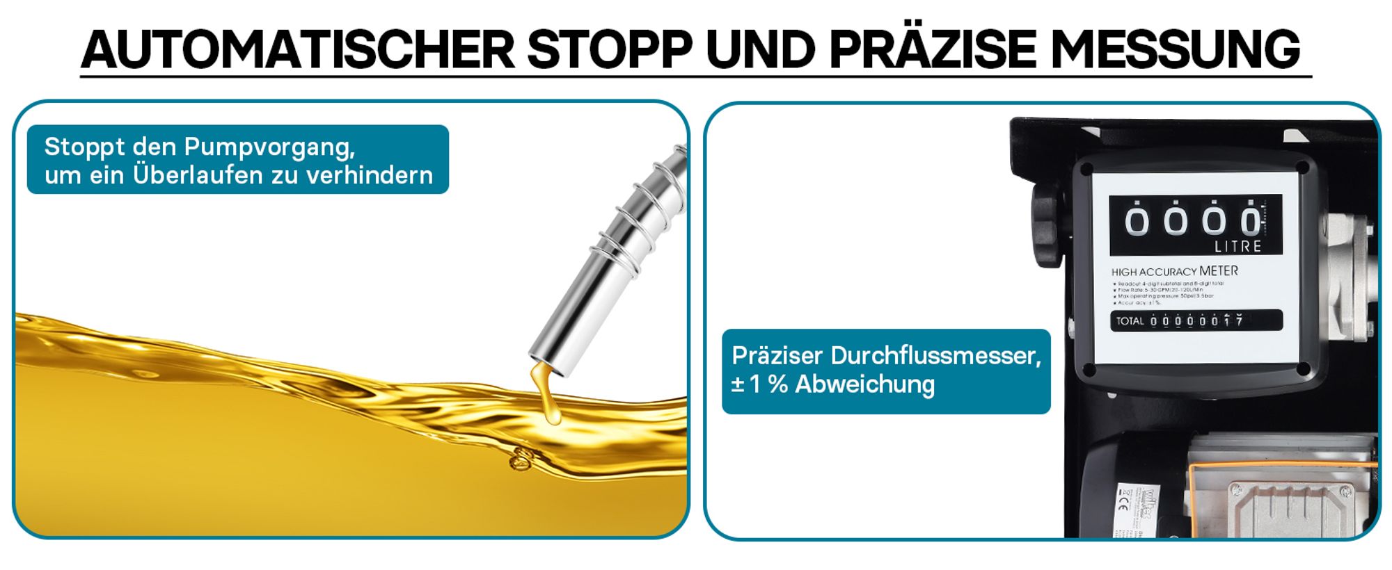 Wiltec Heizöl- und Dieselpumpe 230V/550W 50l/min selbstansaugend Pumpe mit automatischer Pistole, Kraftstoffpumpe, Absaugpumpe