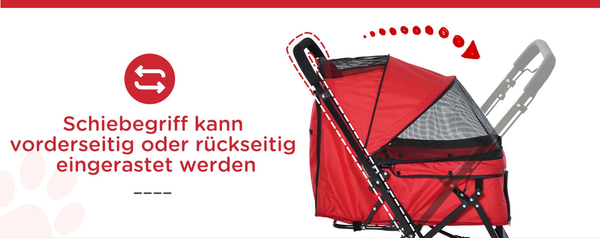PawHut Hundebuggy Hundewagen für kleine Hunde Katzen Pet Stroller Oxford Rot