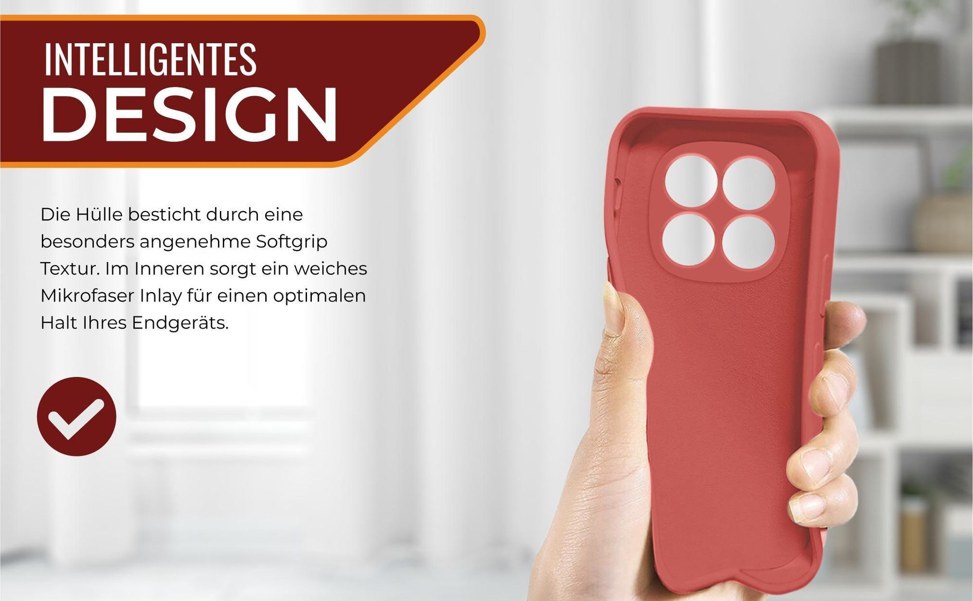 Slimcover in Rot für Xiaomi Redmi Note 14 Pro mit Mikrofraser Inlay
