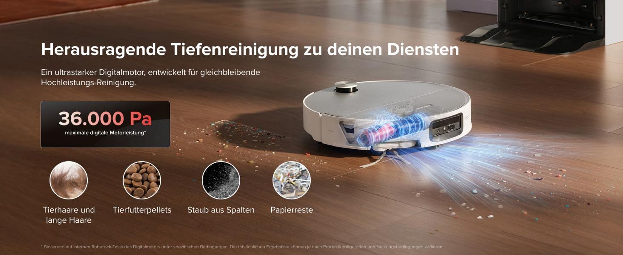 Roborock Saros 20 Sonic Staubsauger Roboter, 36.000 Pa Saugroboter mit Wischfunktion, Dual Anti-Tangle System, 7,98cm Ultra-Slim Design (Weiß)