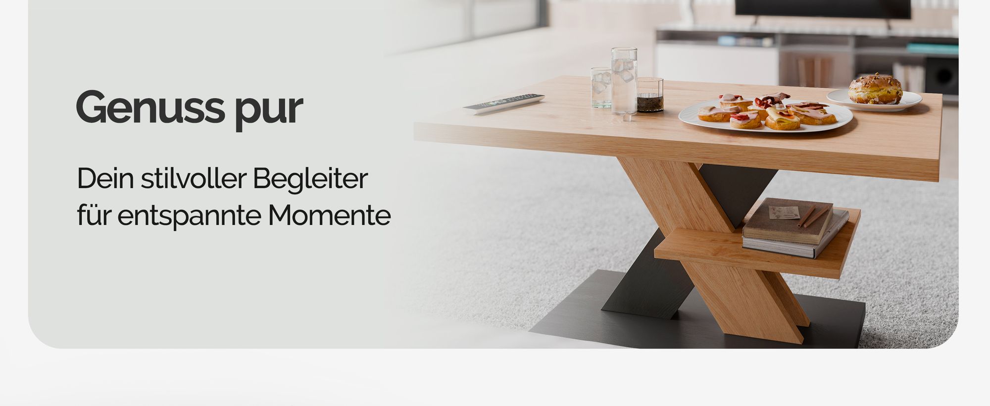 CASARIA® Couchtisch Grau Holz Stauraum Ablage Kratzfest Modern Rechteckig 50kg Belastbar Beistelltisch Wohnzimmer Couch Sofa Tisch Detroit 90x60cm
