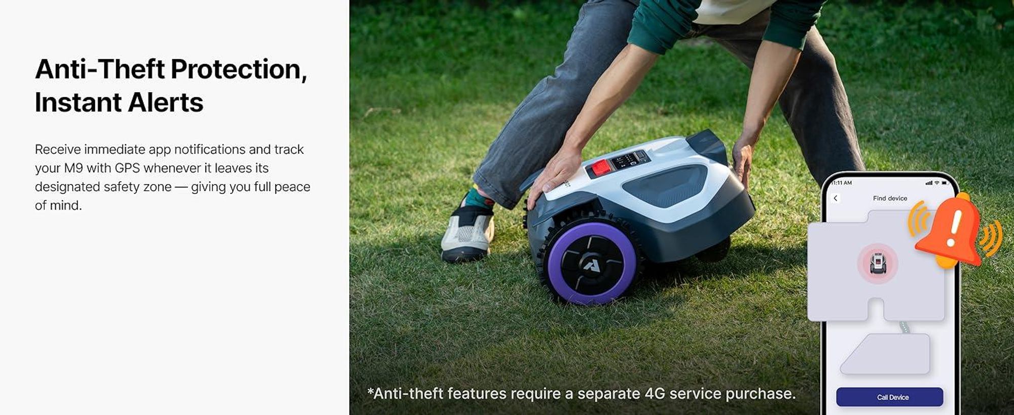 ANTHBOT M9 Robot tosaerba senza cavo perimetrale, navigazione GPS RTK, rilevamento ostacoli AI, per giardini di grandi dimensioni fino a 900 m², 3 mesi di NRTK gratuiti