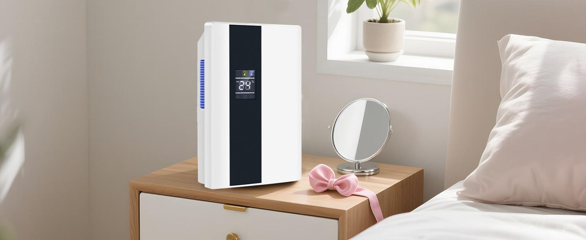 ZMH Entfeuchter Elektrisch 2000ml Luftentfeuchter Raumentfeuchter mit Fernbedienung lufttrockner 24h Timer UV Reinigung Schlafmodus Weiß