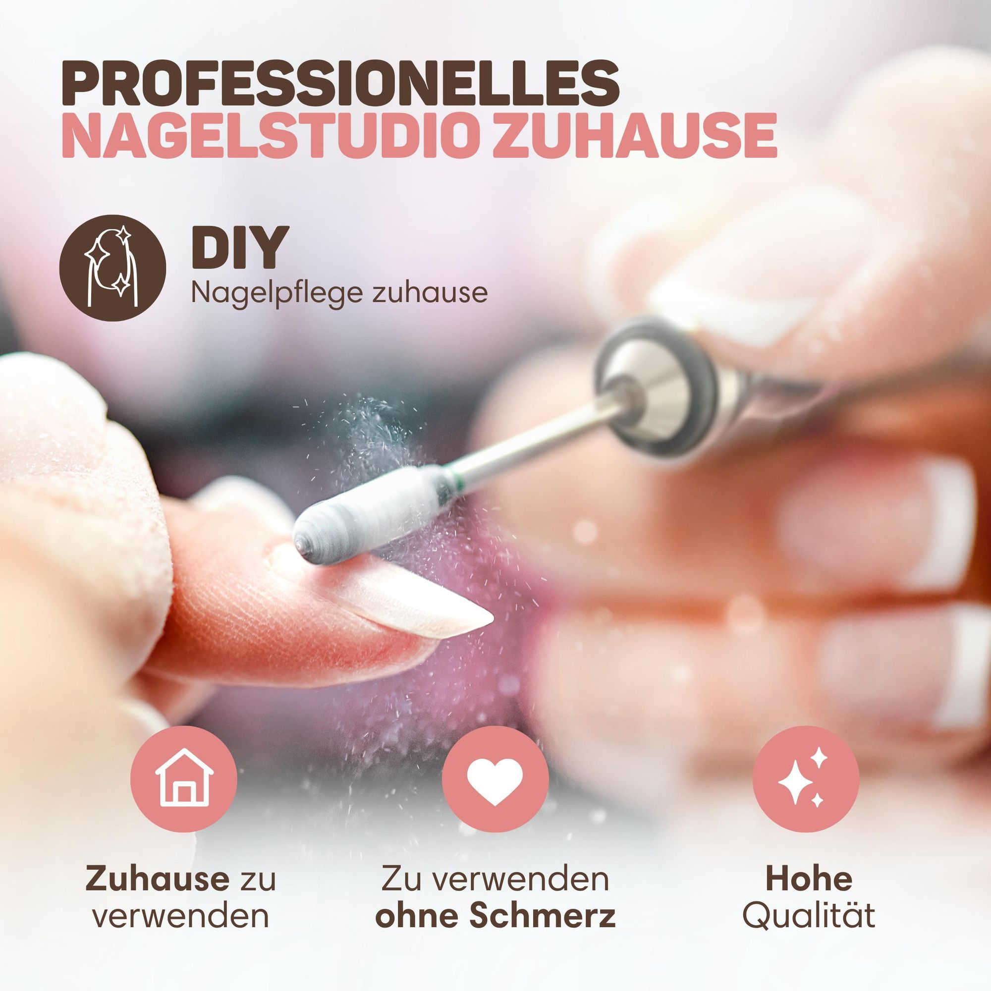 Vulpes Goods Elektrische Nagelfräser, Maniküre und Pediküre Set, Nagelfeile, Drahtlos & Aufladbar, Nagelpfeile, 11 Nagelfräser-Bits, 96 Schleifrollen