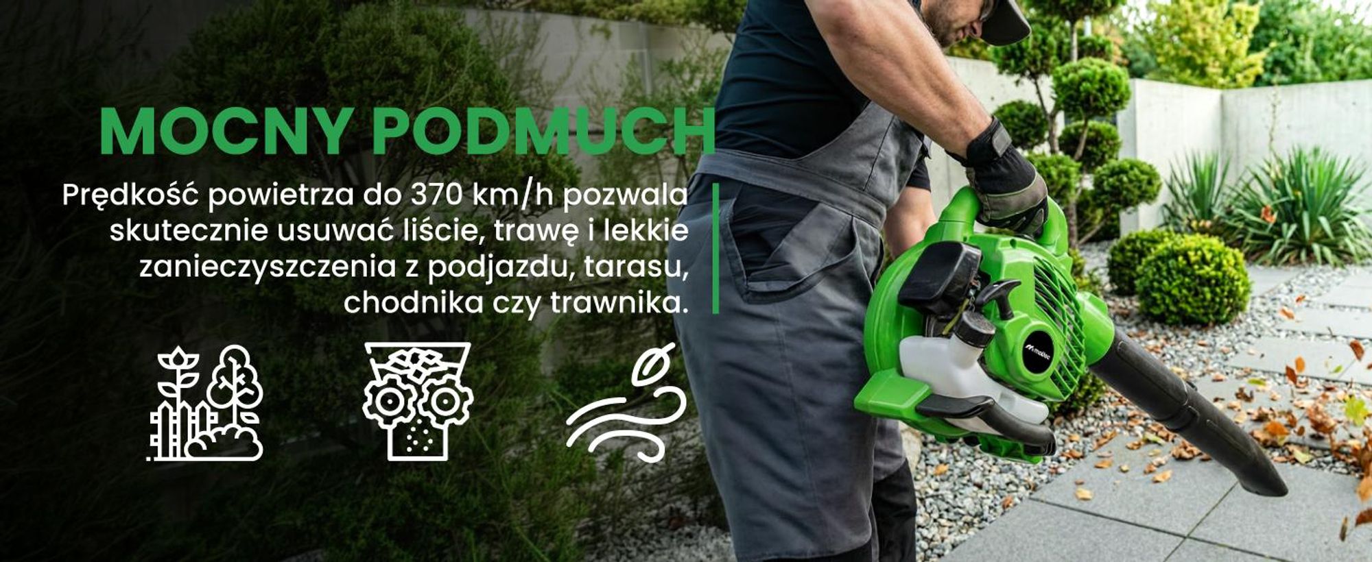 Zielona spalinowa dmuchawa do liści odkurzacz z rozdrabniaczem