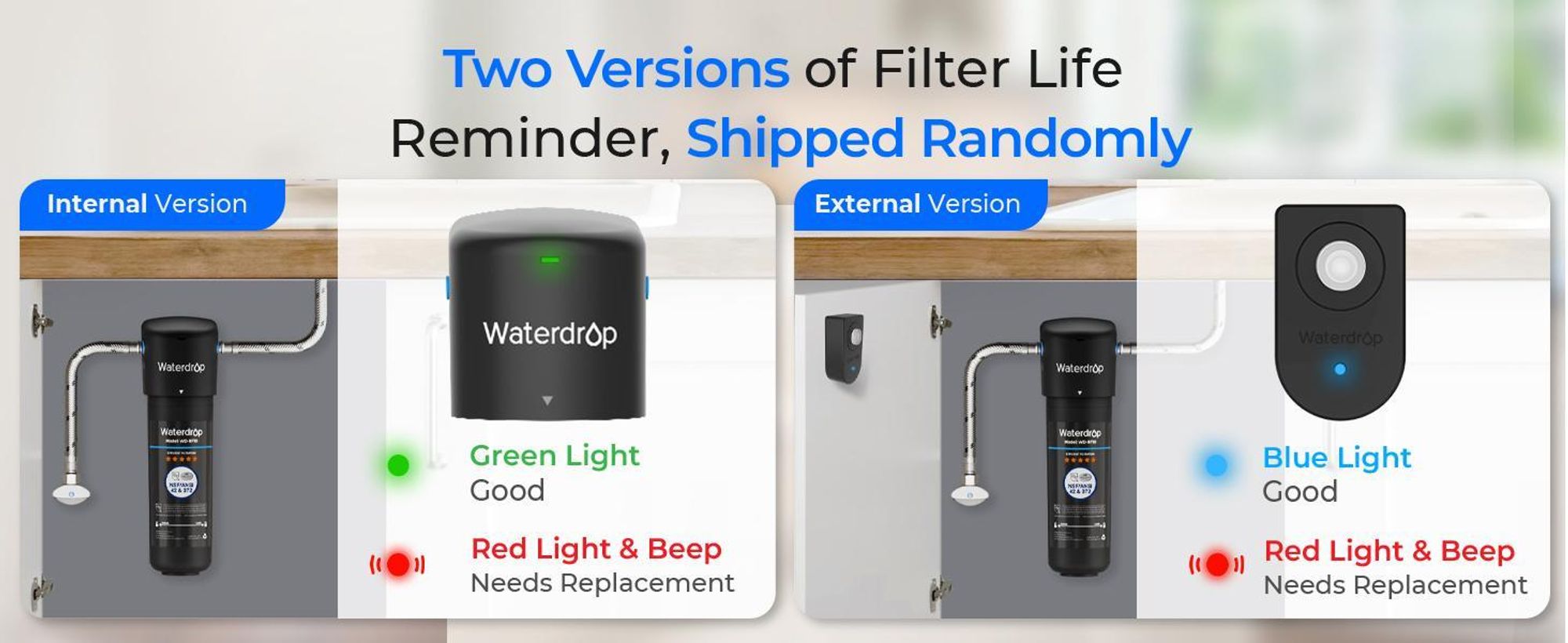 Waterdrop 10UA Untertisch Wasserfiltersystem mit 2 WD-RF10,Direkter Verbinden mit Küchenhahn, Wasserfilter Trinkwasser, NSF/ANSI 42
