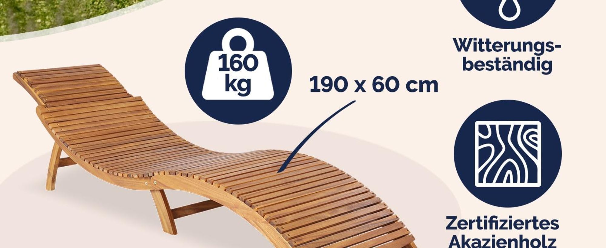 CASARIA® Sonnenliege Klappbar mit Kofferfunktion FSC®-Zertifiziert