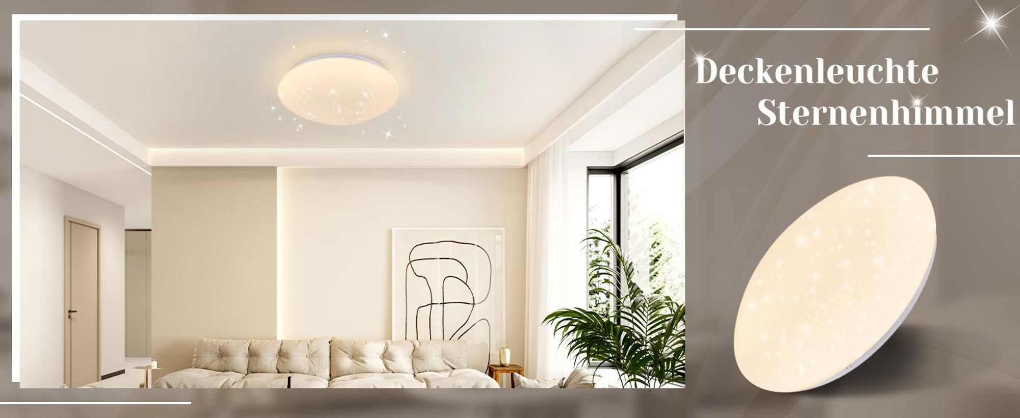 ZMH LED plafondlamp, slaapkamer, ronde plafondlamp, 25 cm, sterrenhemel, warmwit, 12W, 3000K, plafondverlichting voor keuken, kantoor, kinderkamer, hal, kelder