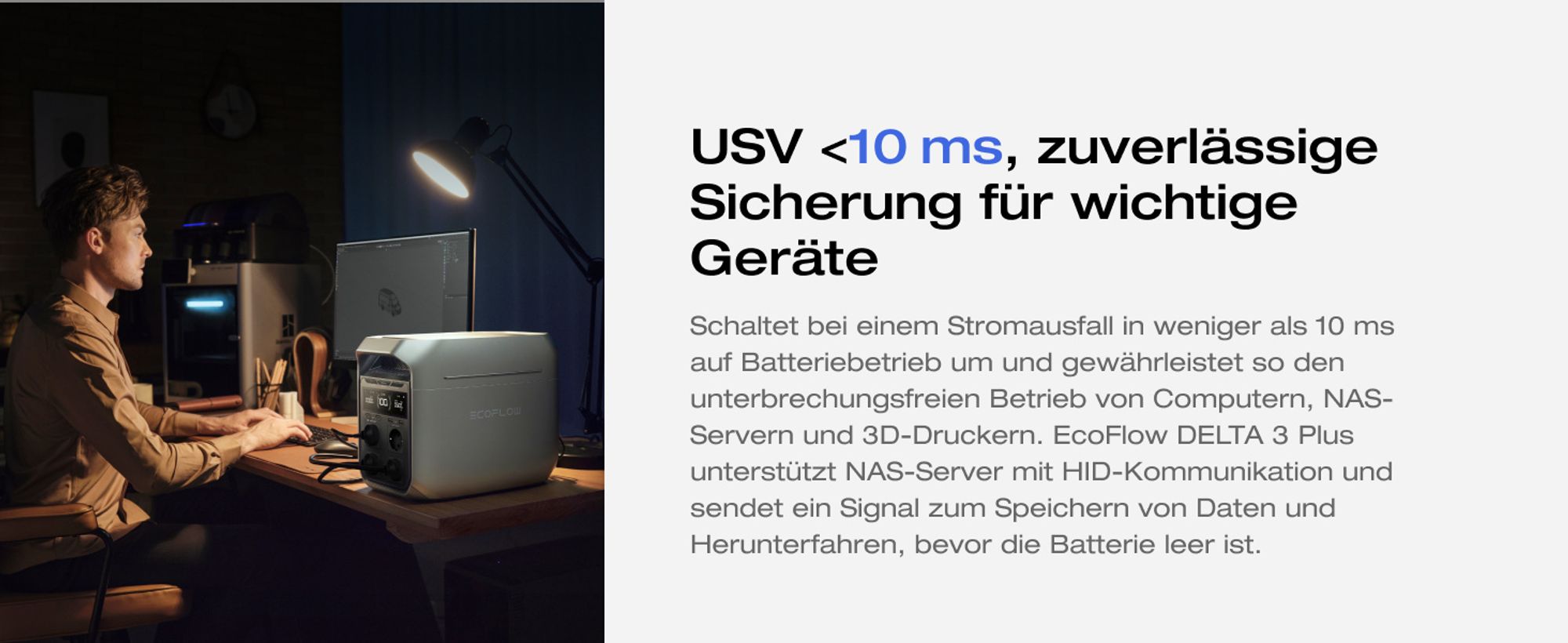 EF ECOFLOW Tragbare Powerstation DELTA 3 Plus, 1024 Wh LiFePO4-Batterie, vollständig aufgeladen in 56 Minuten, 1800W (3600W Spitze) Solargenerator