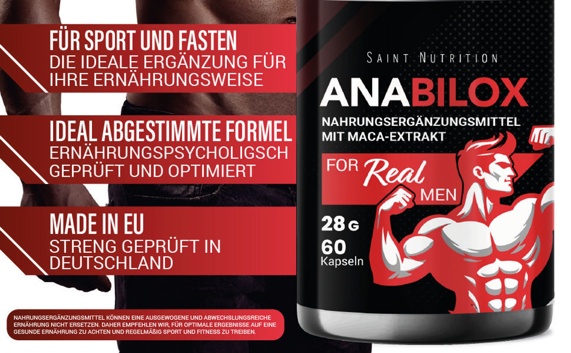 Saint Nutrition® Anabilox - Muskelaufbau – Workout Booster – Leistungsfähigkeit & Ausdauer – Energy Booster – Muskel - Steigerung des Trainings