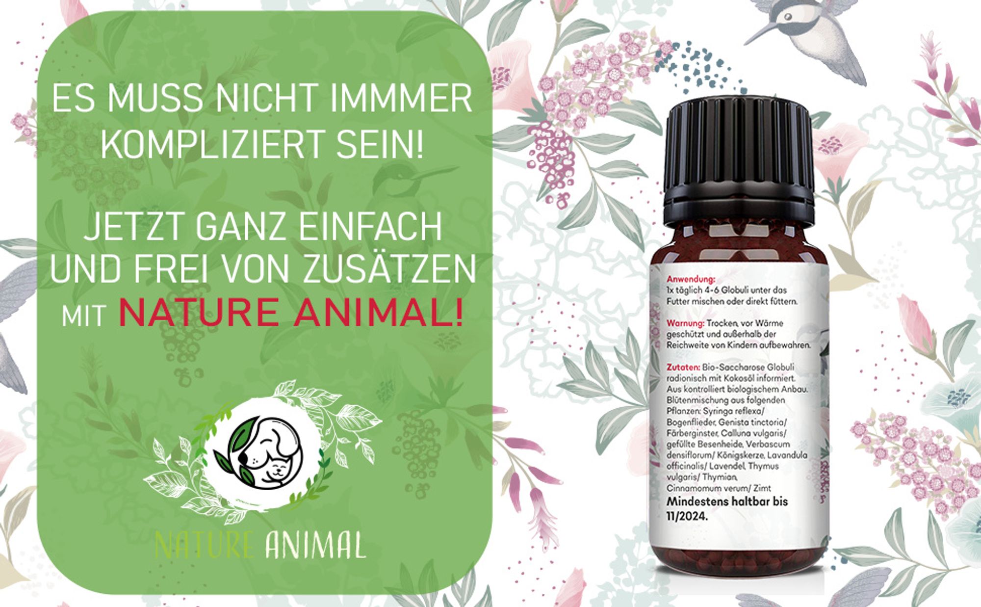 Nature Animal® Zecken Kügelchen - zum Schutz vor Zeckenbefall – für Hunde und Katzen – Zeckenschutz Hund – keine Zecken – Zecken - Zecken Hund