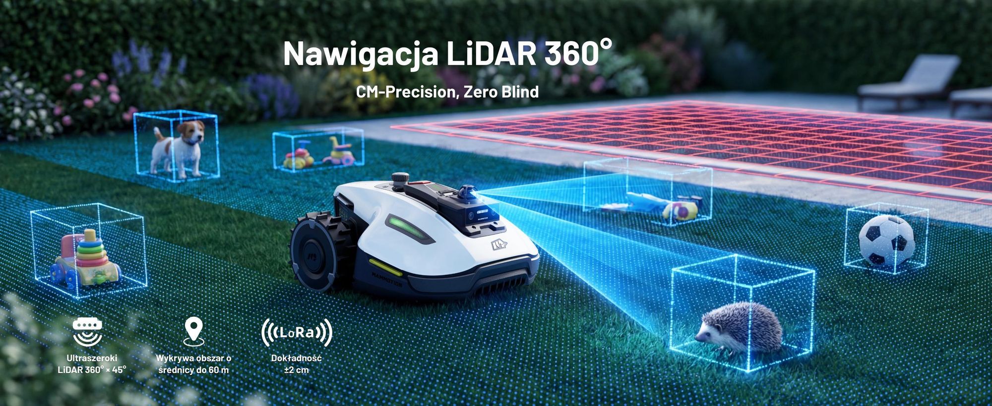 Robotická kosačka Mammotion YUKA Mini 2 1000 s garážou a umývacím stojanom, do 1000 m², DropMow, auto mapovanie, kosenie okrajov, APP