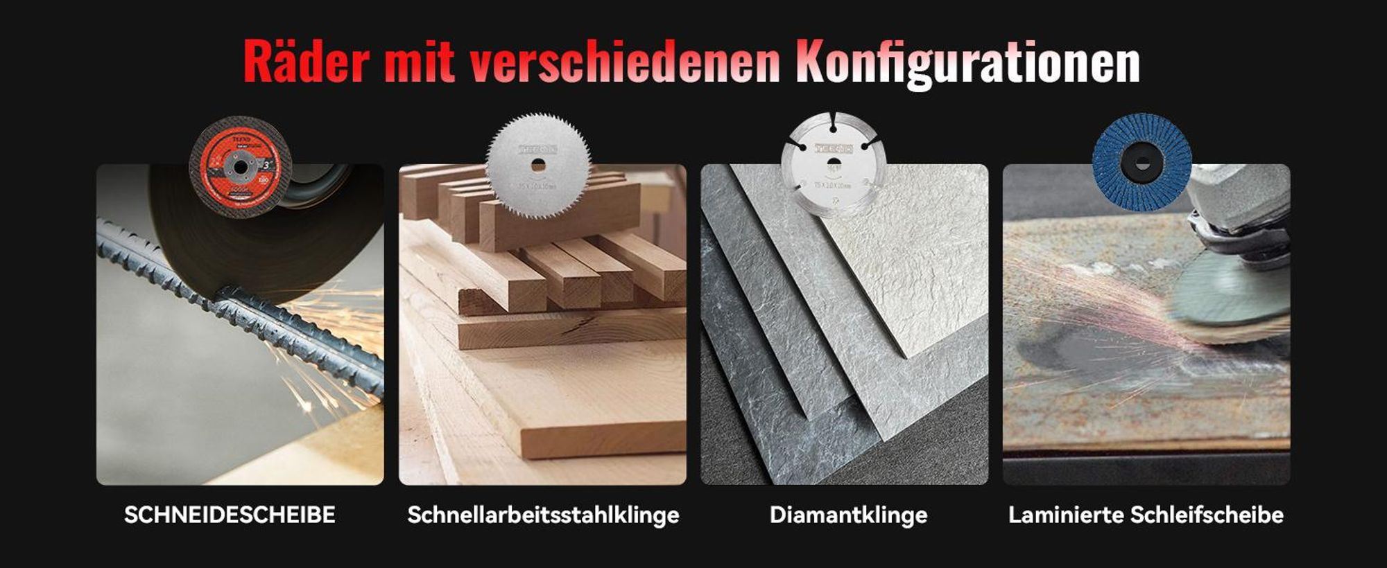 Winkelschleifer TEENO 19.500 U/min – kabellose Schleifmaschine, 76 mm, Komplettset mit 2 Akkus 2000 mAh und 6 Scheiben – zum Schleifen, Polieren