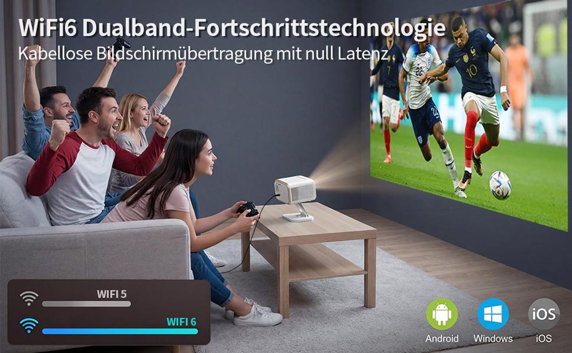 Beamer 4K Heimkino Mit Netflix lizenzierter (Autofokus)Mit Ständer Beamer, Full HD 1080P, Auto Trapezkorrektur, Auto Hindernisvermeidung