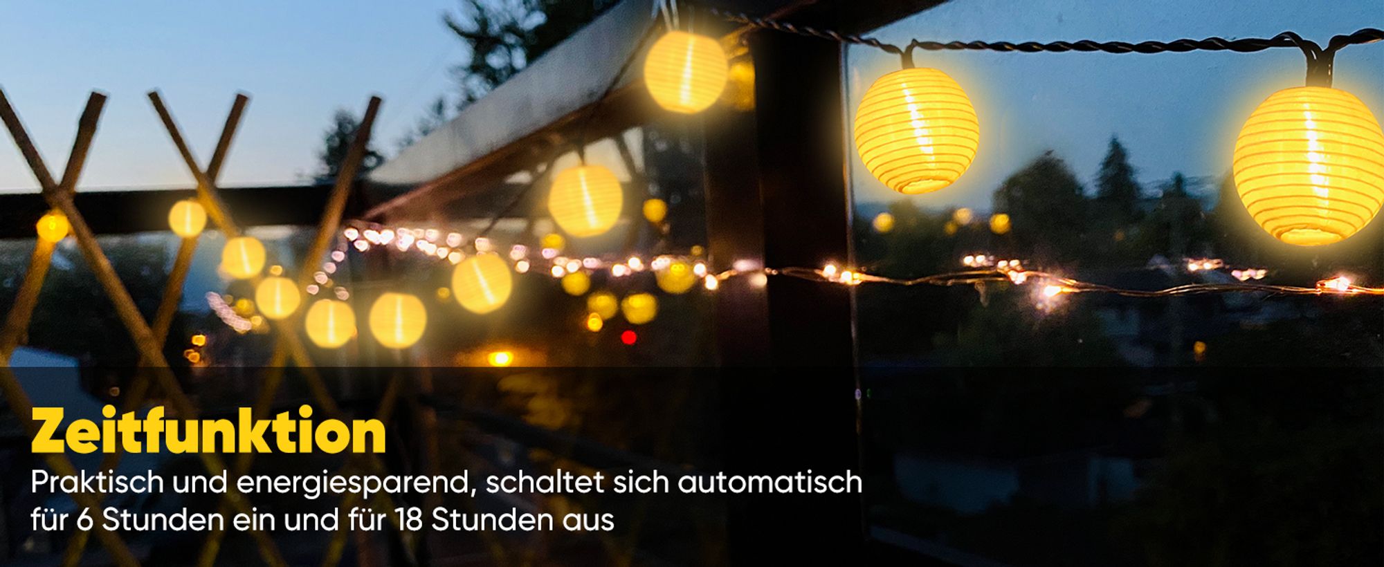 Salcar 30 Lampions Lichterkette Solar Außen 10m LED Lichterketten Outdoor 8 Modi IP44 für Außen Garten Liegewiese Terrasse