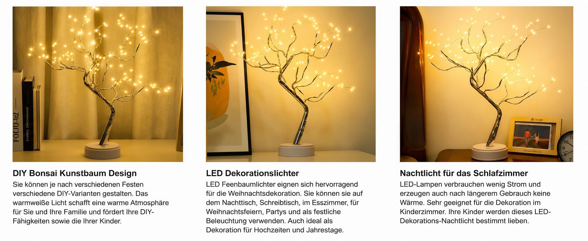 108 LED Weihnachtsdeko Bonsai Baum Lampe, Warmweißes Weihnachtslicht, Touch-Schalter, USB/Batteriebetrieben, Adventsdeko Winterdeko Tischdeko Zuhause