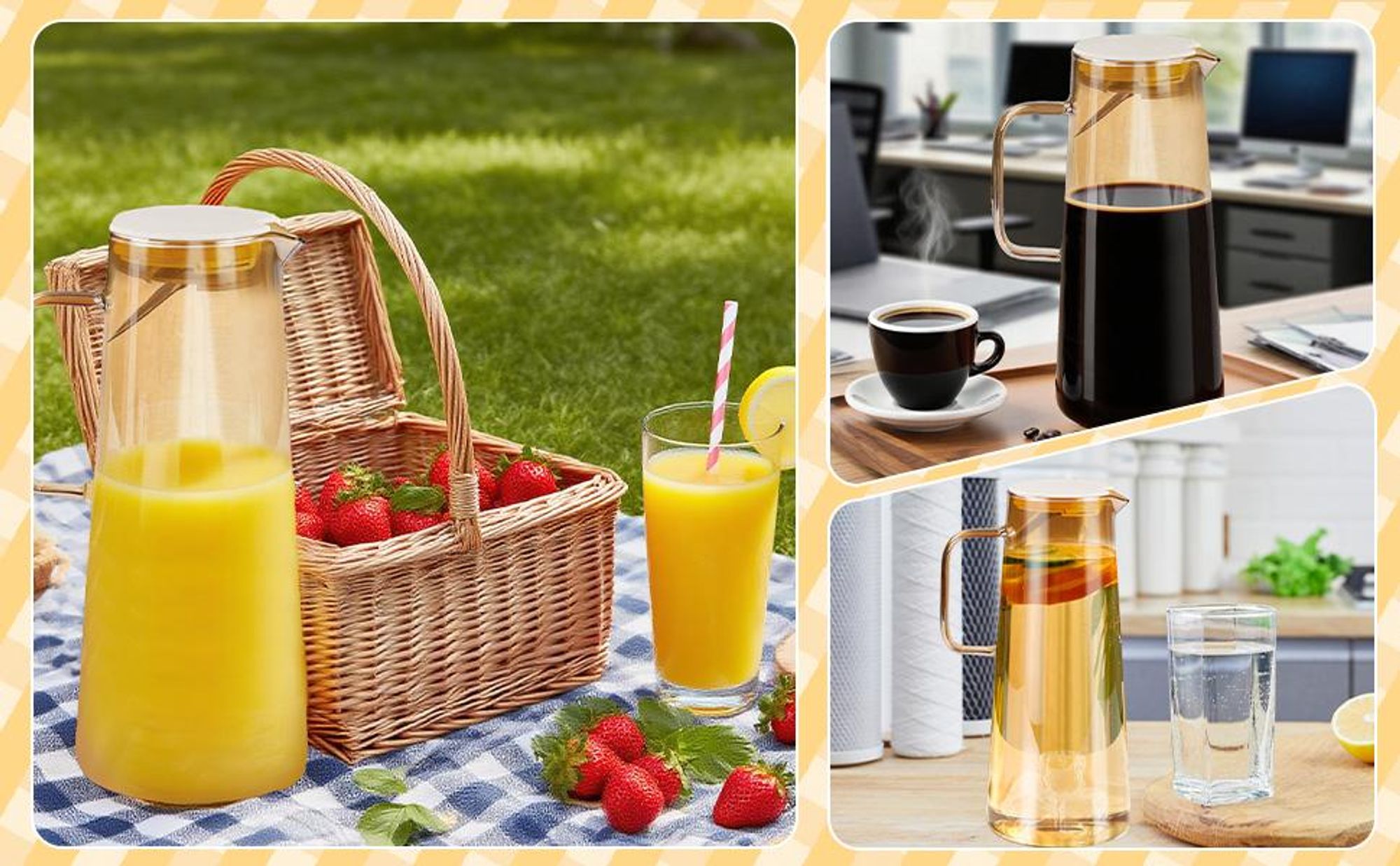 Glaskaraffe mit Deckel Wasserkaraffe 1.8 Liter Glaskanne mit Deckel auslaufsicher & hochwertig Karaffe Glas ideal für Limonade, Wasser & Tee