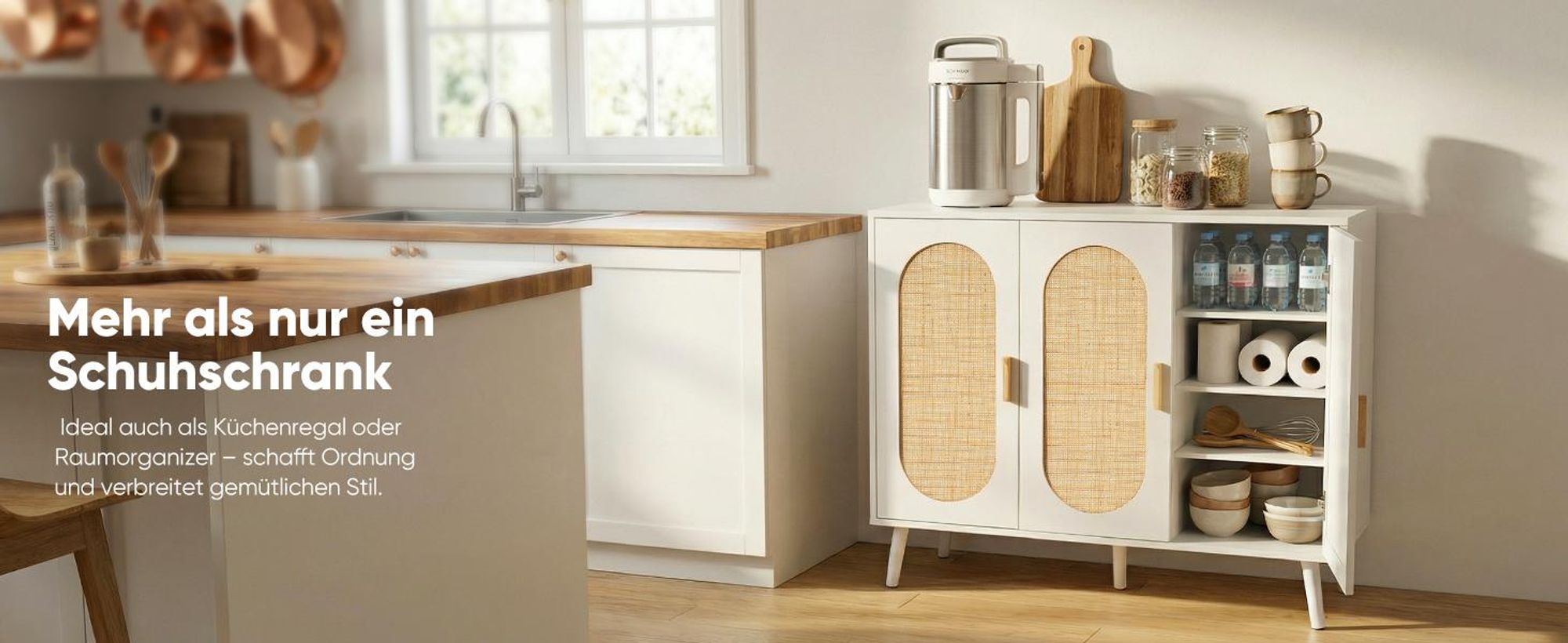 HOKEEPER Schuhschrank aus Holz, Schmaler Doppeltür (87x40x100cm),Shoe Cabinet, Schuhkipper für bis zu 24 Paar Schuhe, Schuhkommode mit Metallbeinen